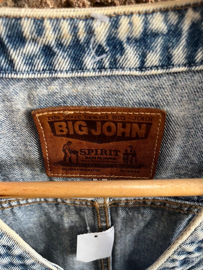 Jean Vintage Big John Années 80 – Blanc Délavé, Taille 25, Denim Rare Made In Japan