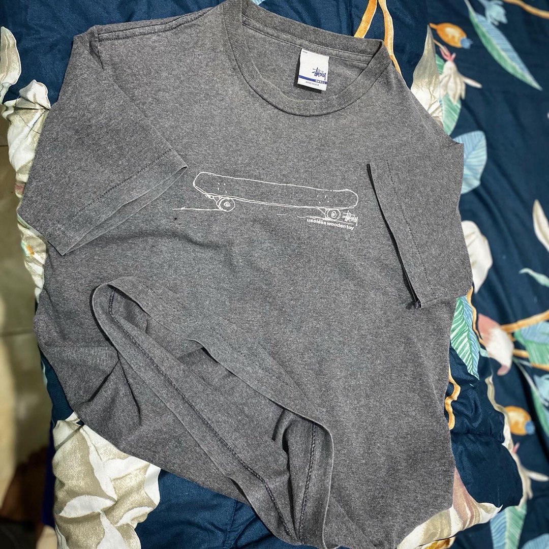 Vintage Stussy Useless Wooden Toy Tee, Fesyen Pria, Pakaian