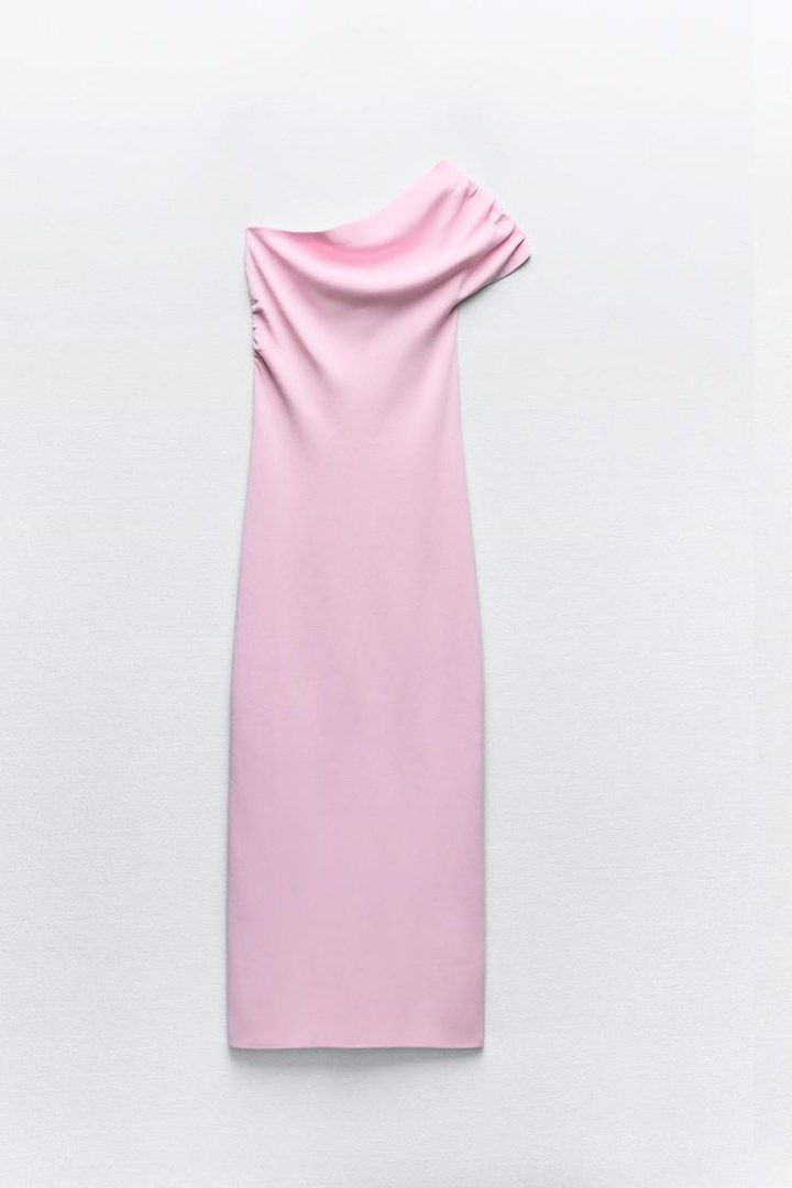 ZARA Asymmetric Draped Knit Dress, Women's Fashion, Dresses & Sets, Dresses  on Carousell