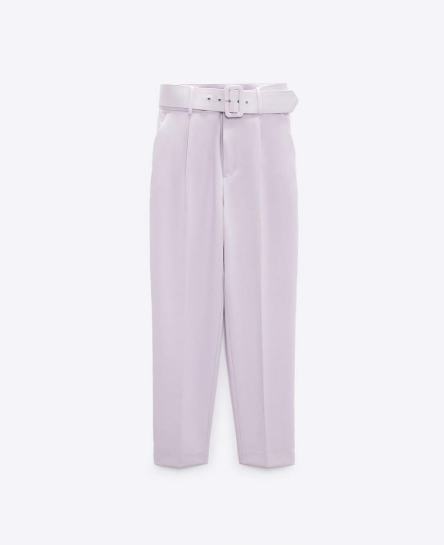 ZARA Belted Trousers Lilac Women s Fashion Bottoms Other Bottoms on Carousell