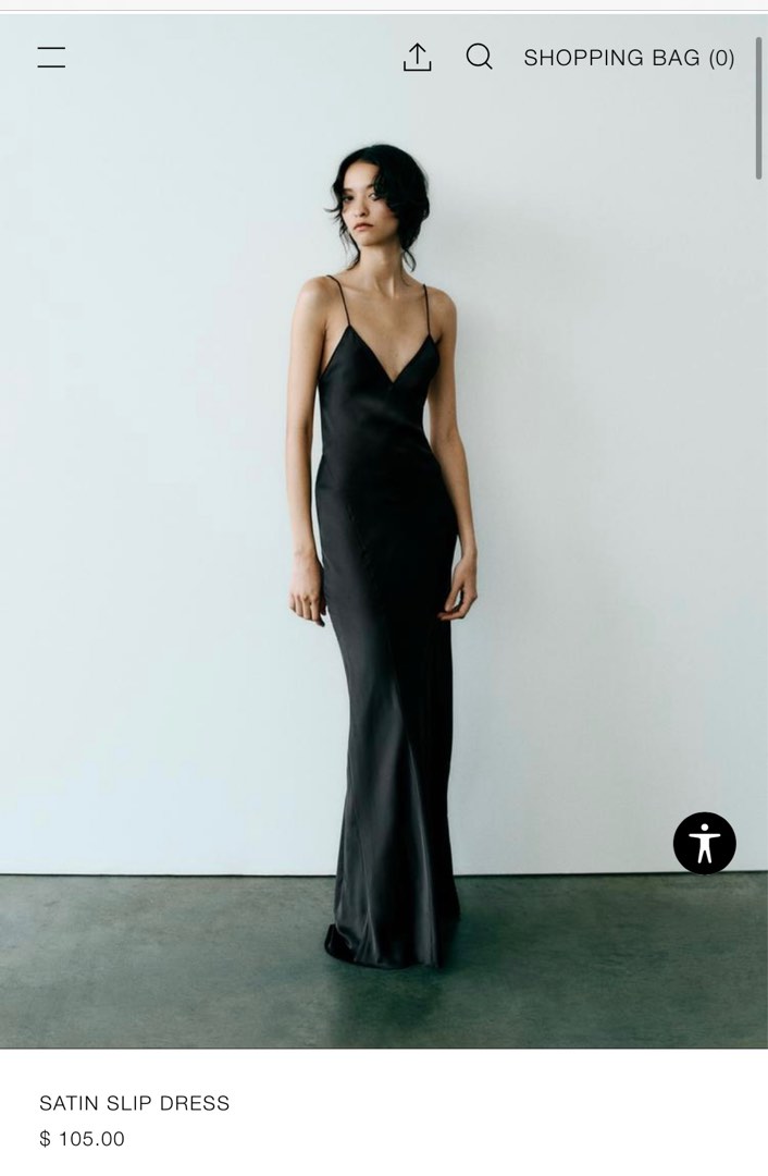 Zara Black Satin V Slip dress Women s Fashion Dresses Sets Dresses on Carousell