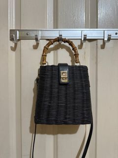 Zara Mini Woven Bag with Bamboo Handle