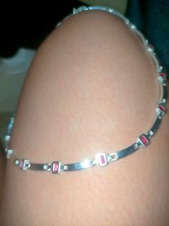 925 Silver Pink Sapphire Choker Necklace 16"