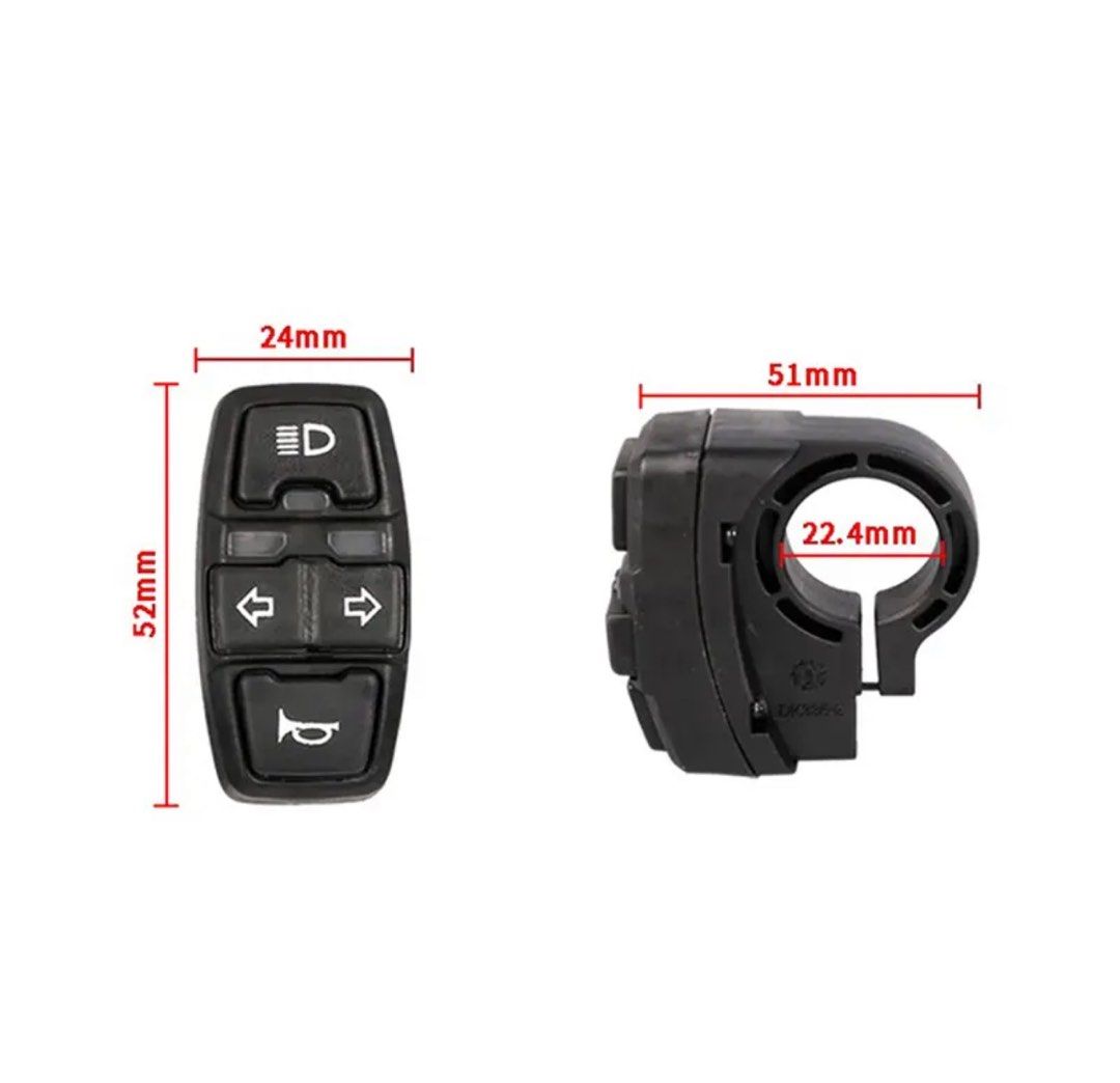 * Ebike Light Turn Signal Light Horn Switch Button Light 36V to 60V ...