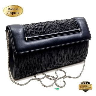 Authentic KATSUMI Tokyo Genuine Leather Quilted Flap Over Chain Convertible Bag to Clutch Purse