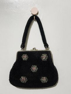 Black beaded clutch/purse (beach friendly)