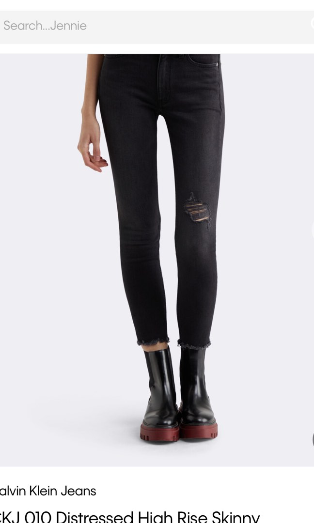 BRAND NEW CALVIN KLEIN CKJ 010 Distressed High Rise Skinny Ankle Jeans Women s Fashion Bottoms Jeans Leggings on Carousell