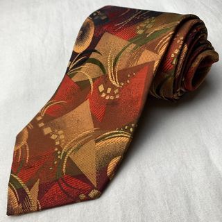 Bronze Rust Abstract Print Vintage Necktie
