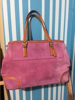 Coach Hampton pink suede leather carry all tote bag