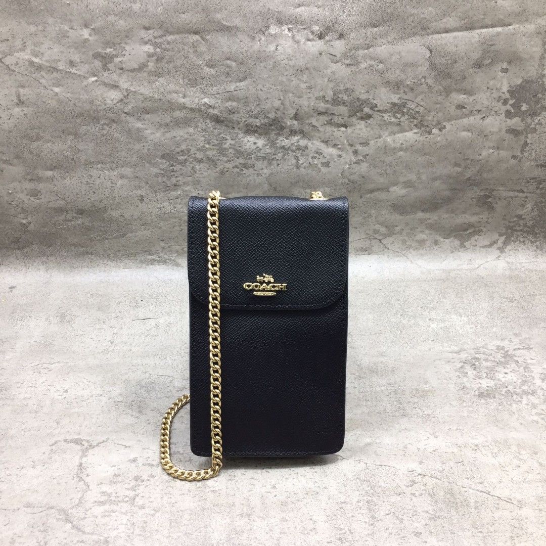 coach North/South Phone Crossbody in Crossgrain Leather