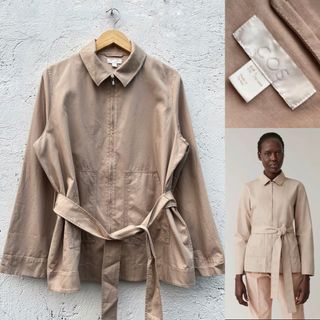 COS Belted A-line Cotton Jacket in Beige