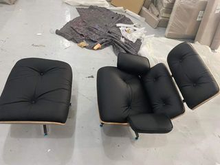 Cow leather chair with ottoman