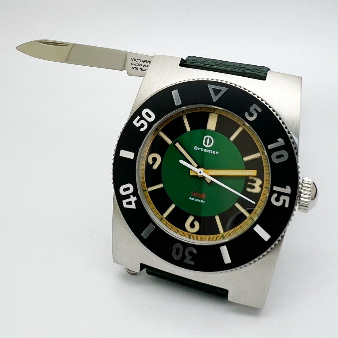 Dreamer Safari Watch With Fold-Out Victorinox Knife Emerald