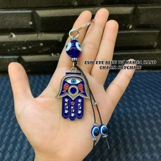 Evil eye blue with hamsa hand keychain