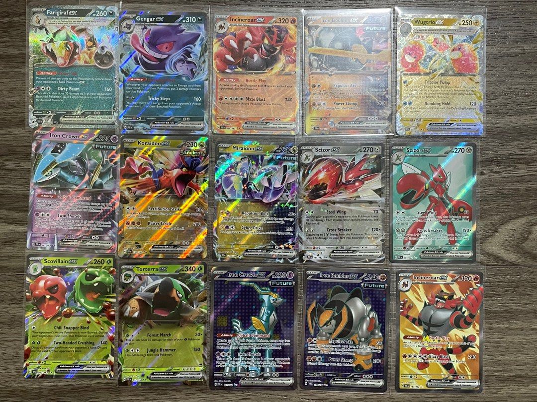 Farigiraf ex,Gengar ex,Incineroar ex ,Iron boulder ex,Iron crown  ex,Koraidon ex,Miraidon ex,Scizor ex,Scovillain ex,Torterra ex,Wugtrio ex -  Scarlet & Violet: Temporal Forces, Hobbies & Toys, Toys & Games on Carousell