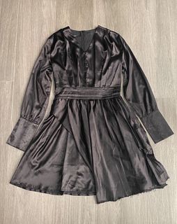 Formal/Casual Wear || Black Asymmetrical Long Sleeve Dress Shirt