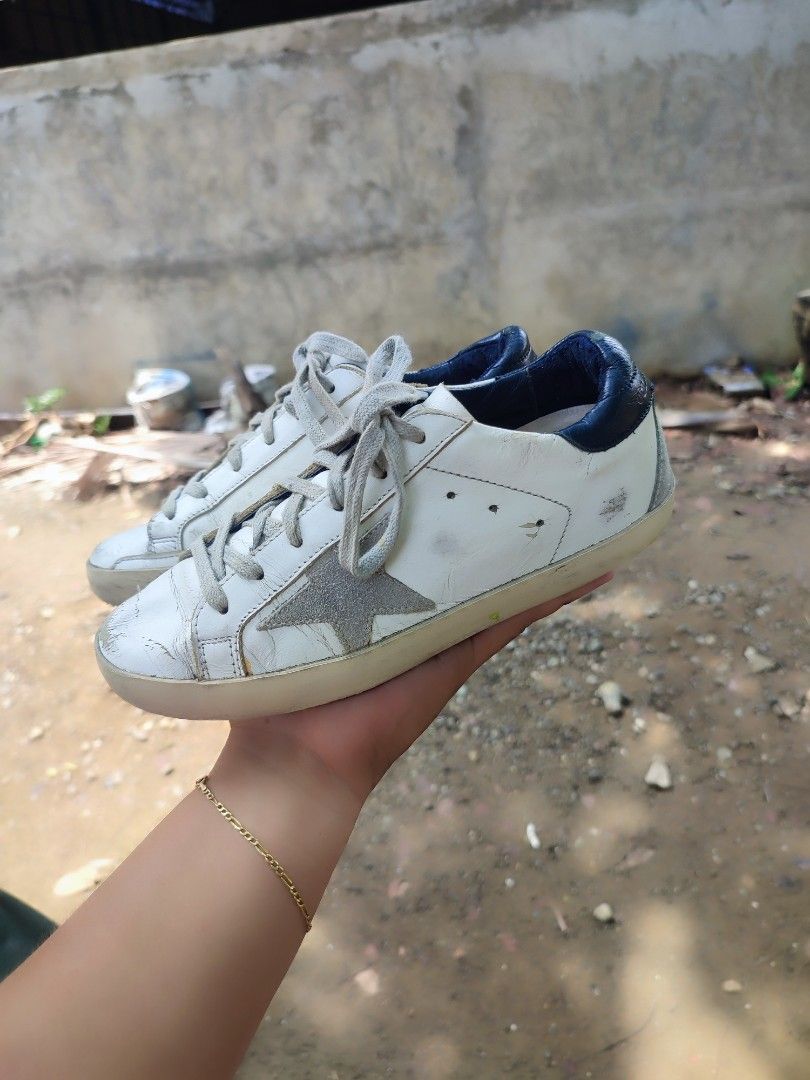 Golden goose super star navy blue tab Women s Fashion Footwear Sneakers on Carousell