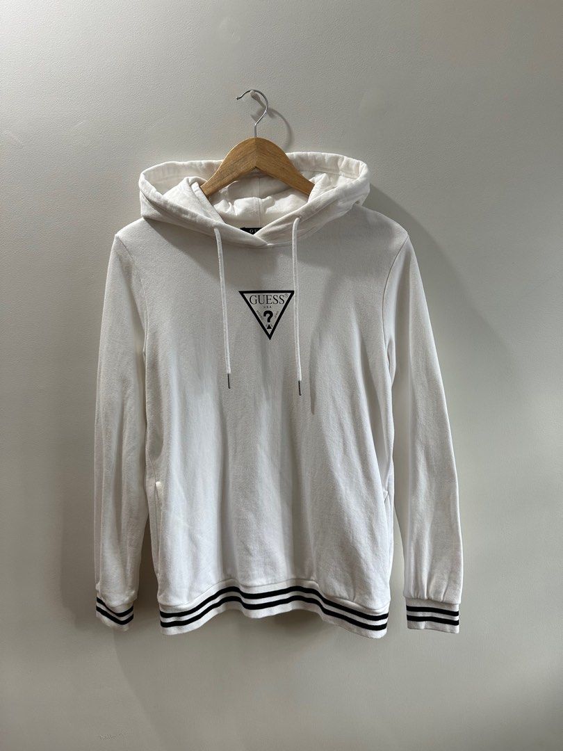 Guess White Hoodie Men s Fashion Coats Jackets and Outerwear on Carousell