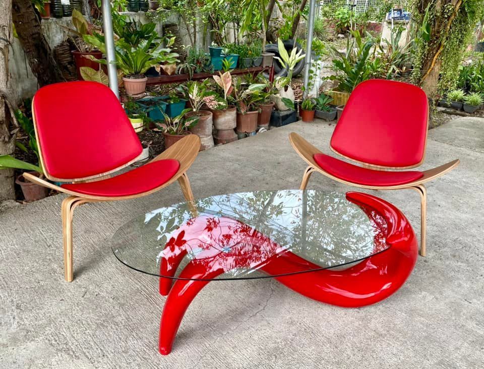Hans Wegner Style Shell Chair & Mermaid Coffee Table (Category: Other Home Furniture) located in Cebu City. Submitted by bellababystuffcebu (Listing ID 1309861778, Image 2). Description: Hans Wegner Style Shell Chair & Mermaid Coffee Table Selling as set . All in excellent conditions Ergonomic chair super comfy!.