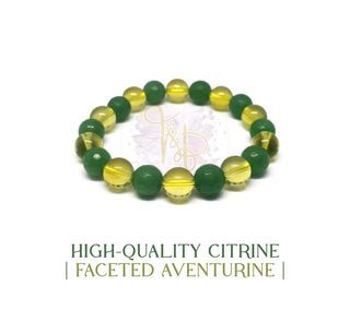 HIGH QUALITY CITRINE l FACETED GREEN AVENTURINE Crystal Bracelet