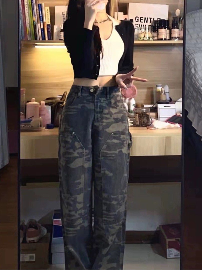 Petite camouflage jeans on sale