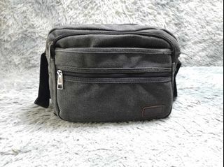 Hongyunda Black Zipper Canvas Crossbody Bag