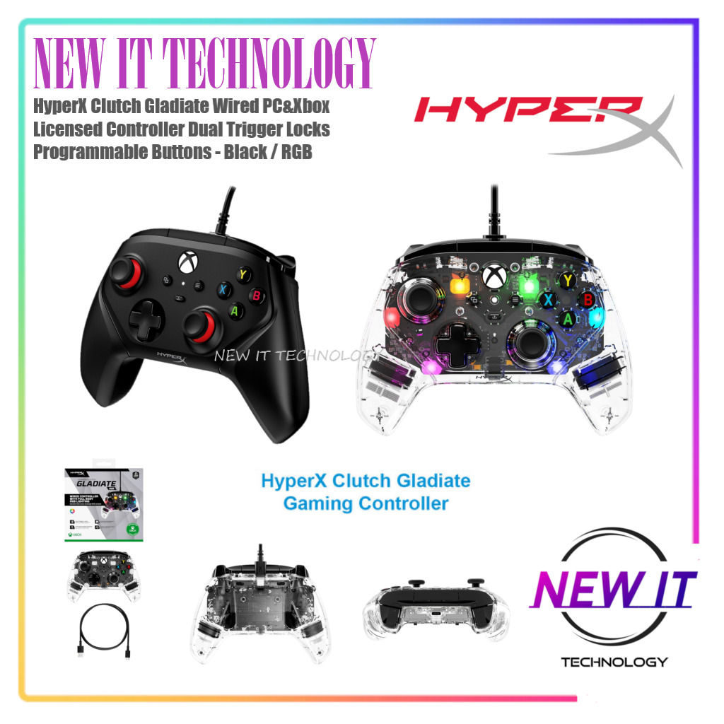HyperX Clutch Gladiate Wired PC&Xbox Licensed Controller Dual Trigger ...