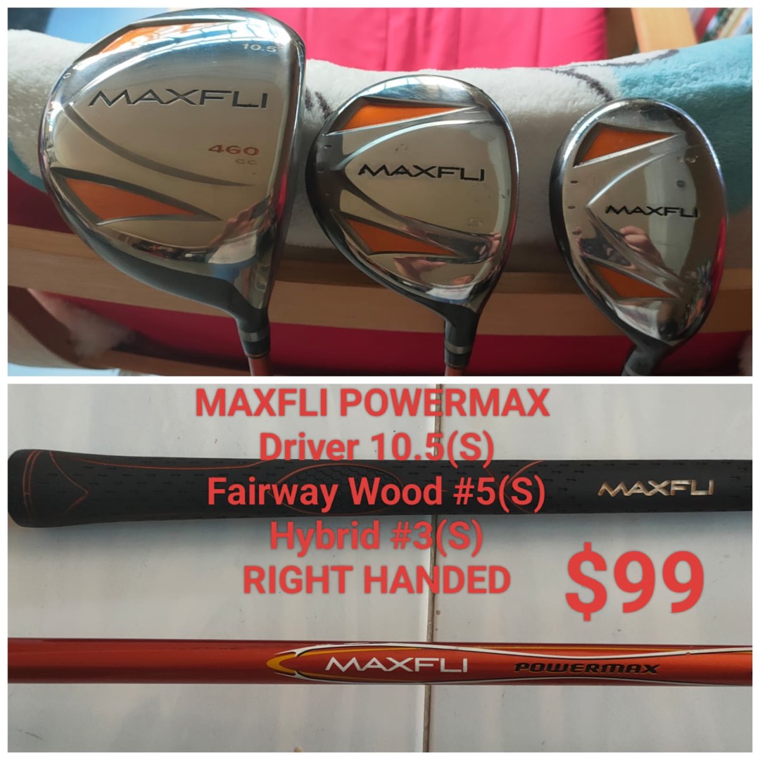 Maxfli Driver MAXFLI POWERMAX Driver 10.5(S) Fairway Wood #5(S) Hybrid #3(S) RIGHT ...