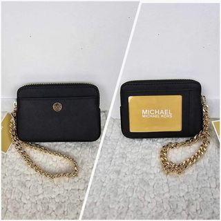 MK Medium Logo Chain Card Case, Black