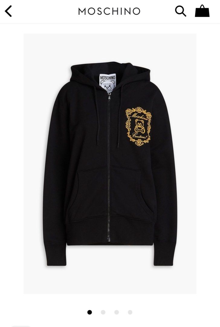 MOSCHINO Brand NEW Embroidered French cotton terry zip up hoodie JACKET SWEATER BLACK IT38 Carousell