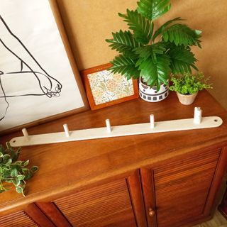 Nitori white wooden wall hooks
