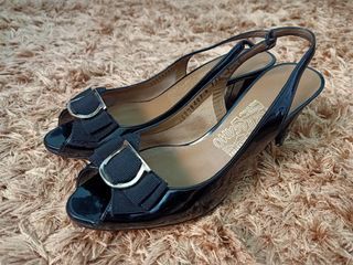 Original salvatore ferragamo leather heels shoes for women