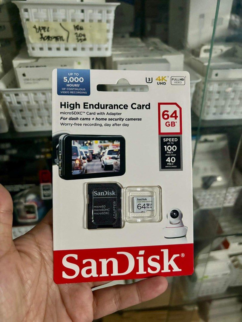 ORIGINAL SANDISK MICRO SD HIGH ENDURANCE SDXC / SDHC MEMORY CARD 4K UHD (Category: Memory & SD Cards) located in Makati City. Submitted by marizacost86218 (Listing ID 1309886780, Image 3). Description: ORIGINAL SANDISK MICRO SD HIGH ENDURANCE SDXC / SDHC MEMORY CARD 4K UHD 👉AVAILABLE ▪️512gb 100 MB/s READ SPEED 40 MB/s WRITE SPEED ▪️256gb 100 MB/s READ SPEED 40 MB/s WRITE SPEED ▪️128gb 100 MB/s READ SPEED 40 MB/s WRITE SPEED ▪️64gb 100 MB/s READ