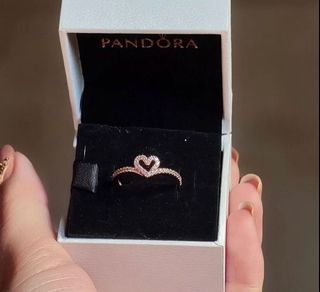 Pandora rose gold heart wishbone ring