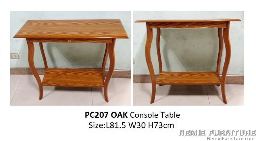 PC207 console table (Category: Tables & Sets) located in Quezon City. Submitted by nemiefurniture (Listing ID 1309745856, Image 1). Description: horse feet laminated console table 32"L x 11.81"W x 28.74"H 815L x 300W x 730H mm color: oak https://nemiefurniture.com Prices negotiable .