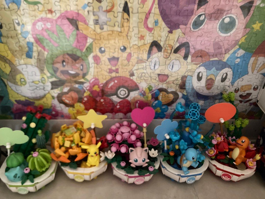 Pokemon Puzzle 500塊 連盆栽積木一套 比卡超 木木梟 波波球, 興趣及遊戲, 玩具 & 遊戲類 - Carousell