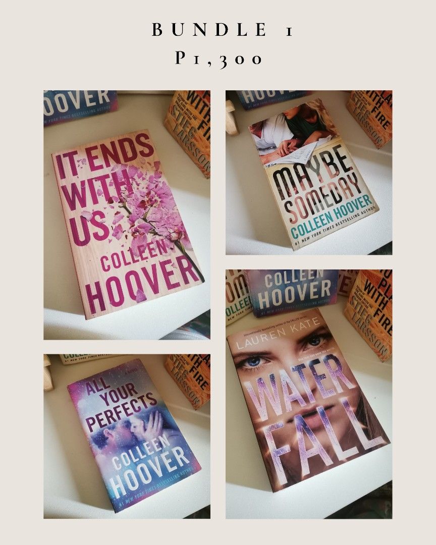 Pre-loved books (Category: Storybooks) located in Quezon City. Submitted by elllll_ (Listing ID 1309772806, Image 2). Description: BOOKS FOR SALE🌸 Rfs: Planning to switch to kindle SOLD: Hyperion The girl who played with fire 🌸VVGC: The Vanishing Half (w/ tabs and annotations) 🌸VGC w/ slight tanning: All your perfects (w/ tabs) It ends with us (w/ tabs & sticky notes) The Hate U Give Waterfall (Never read) 🌸GC w/ tanning: Maybe someday (half 