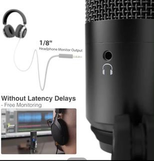 [RUSH SALE] Fifine K670B Podcast Microphone USB with Headphone Monitoring 3.5mm Jack and Pluggable USB Connectivity Cable for Computer, PC, Mac, Windows,Recording Voice Over, Streaming, Youtube