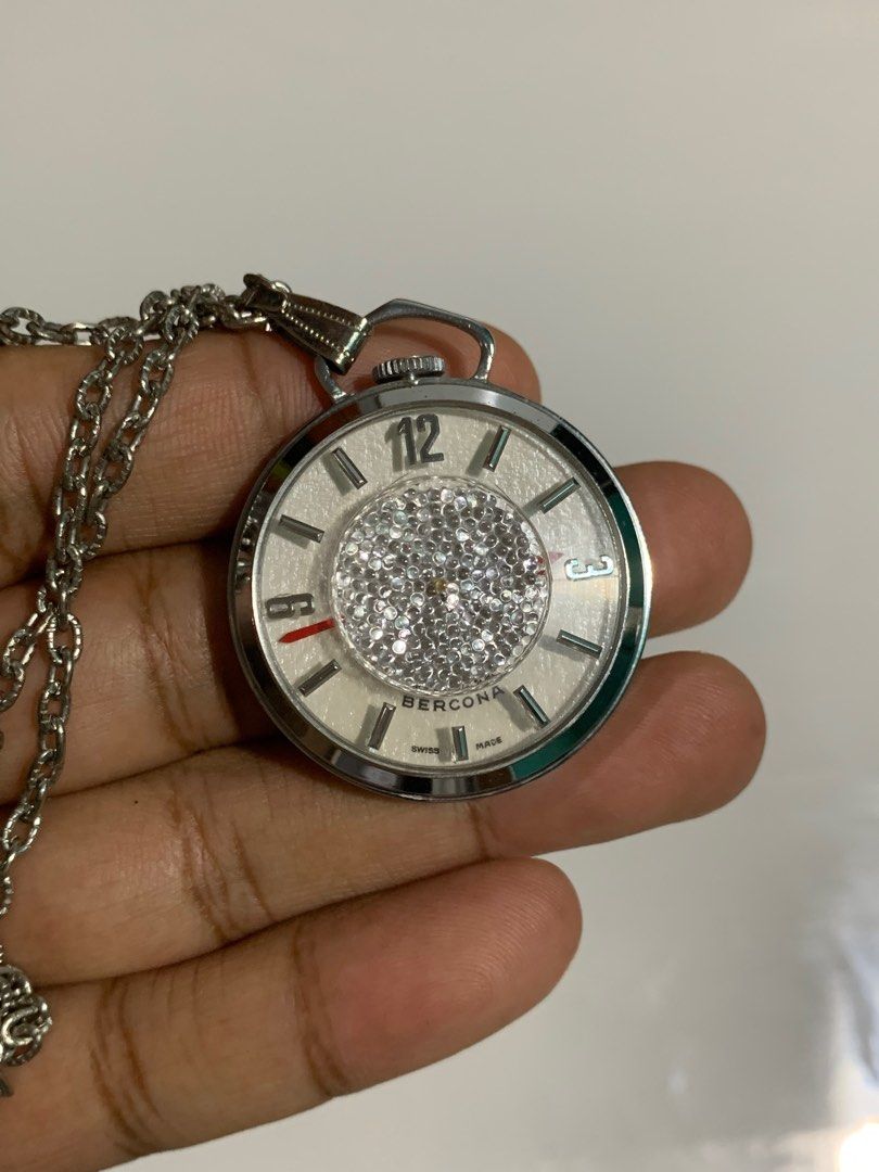 Vintage wind up Swiss Made Bercona watch pendant Women s Fashion Jewelry Organizers Necklaces on Carousell