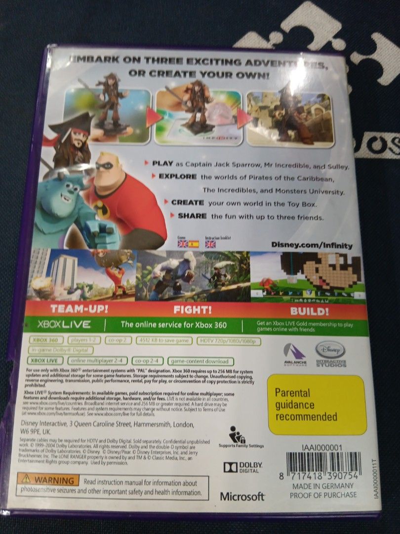 Xbox 360 Disney Infinity (Category: Xbox) located in Manila. Submitted by ayinong0453384 (Listing ID 1309816458, Image 2). Description: item is in excellent condition item is still mint pm for order.