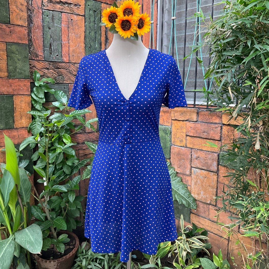 SALE ZARA A-line polka dot dress Zara polka dot dress A-line mini blue dress  fit and flare Size US Small- fits Small- Medium Filipina frames EUC,  Women's Fashion, Dresses & Sets, Dresses