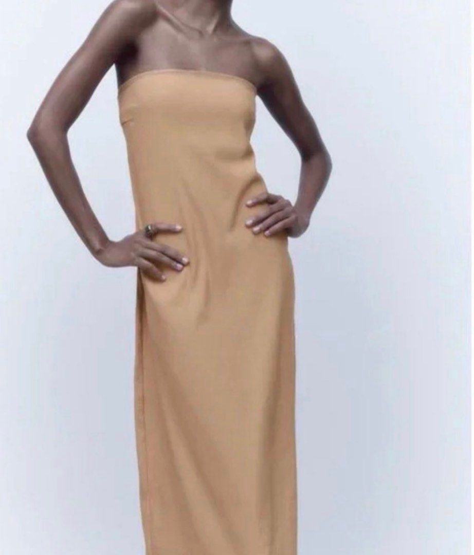 zara brown tube dress ZARA - Strapless Dress Zw Collection - Xs - Brown