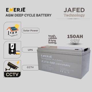150AH 12V ENERJE AGM Deep Cycle Lead Acid Solar UPS CCTV Power Storage Rechargeable Battery by JAFED