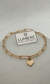 18K Saudi Gold Designer Bracelet with Heart Charm | 7.25 Inches | 4.5MM | Yellow Gold | [LP-001420]