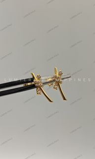 18K Saudi Gold Earring with Russian Stone | Lightweight | 1.3CM | Yellow Gold | [LP-001409]