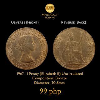1967 Uncirculated 1 Penny (Elizabeth II)