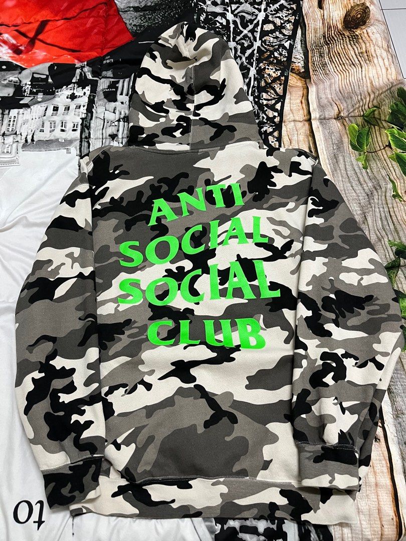 ANTI SOCIAL SOCIAL CLUB Camo Hoodie Size L Men s Fashion Tops Sets Hoodies on Carousell