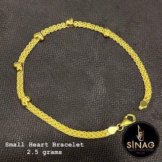 Authentic Pawnable Real 18k Saudi Gold - Small Heart Bracelet 2.5g