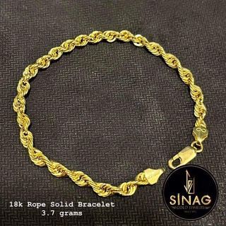 Authentic Pawnable Real 18k Saudi Gold-Rope Solid Bracelet 3.7g