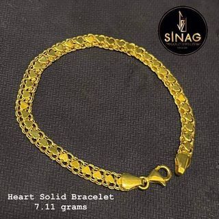 Authentic Pawnable Real 18k Saudi Gold - Heart Solid Bracelet 7.11g